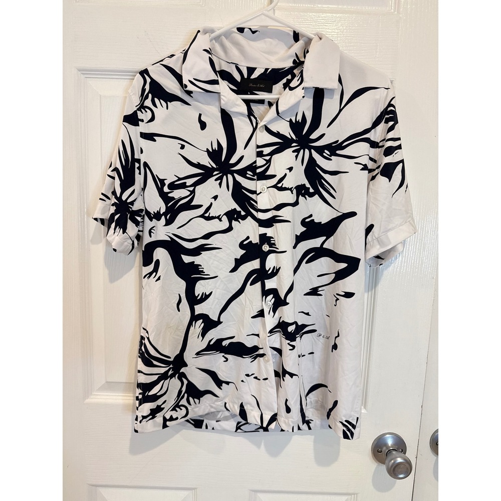 Men's Black and White Casual Button Down Shirt